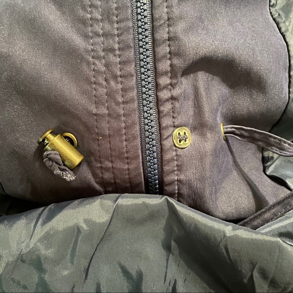 London Fog Blue Toggle Waist Zip Up Button Jacket - Picture 5 of 6